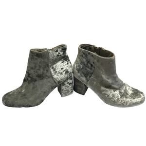 Diba SIZE 7.5 Silver Brodie Crushed Velvet 3" Heeled Ankle Booties Round Toe